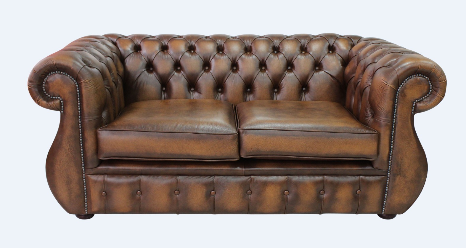 Product photograph of Chesterfield 2 Seater Antique Tan Real Leather Sofa Bespoke In Kimberley Style from Chesterfield Sofas