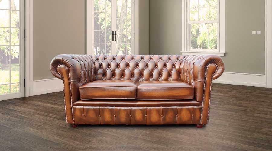 Product photograph of Chesterfield 2 Seater Antique Tan Leather Sofa Settee In Classic Style from Chesterfield Sofas