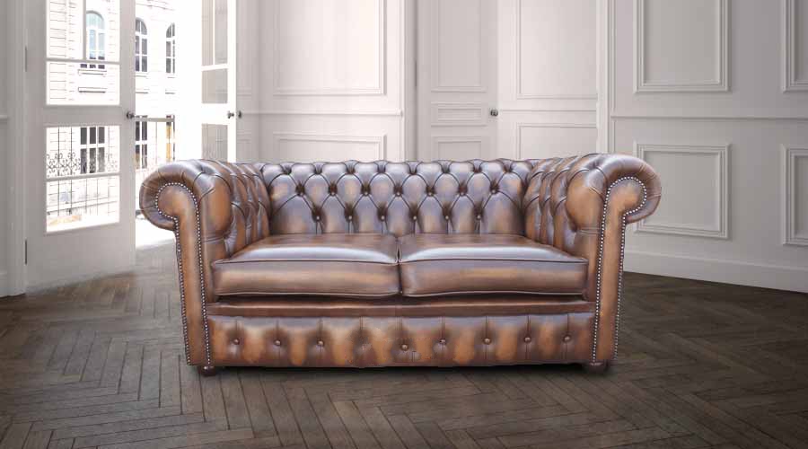 Product photograph of Chesterfield 2 Seater Antique Tan Real Leather Tufted Buttoned Sofa Settee In Classic Style from Chesterfield Sofas