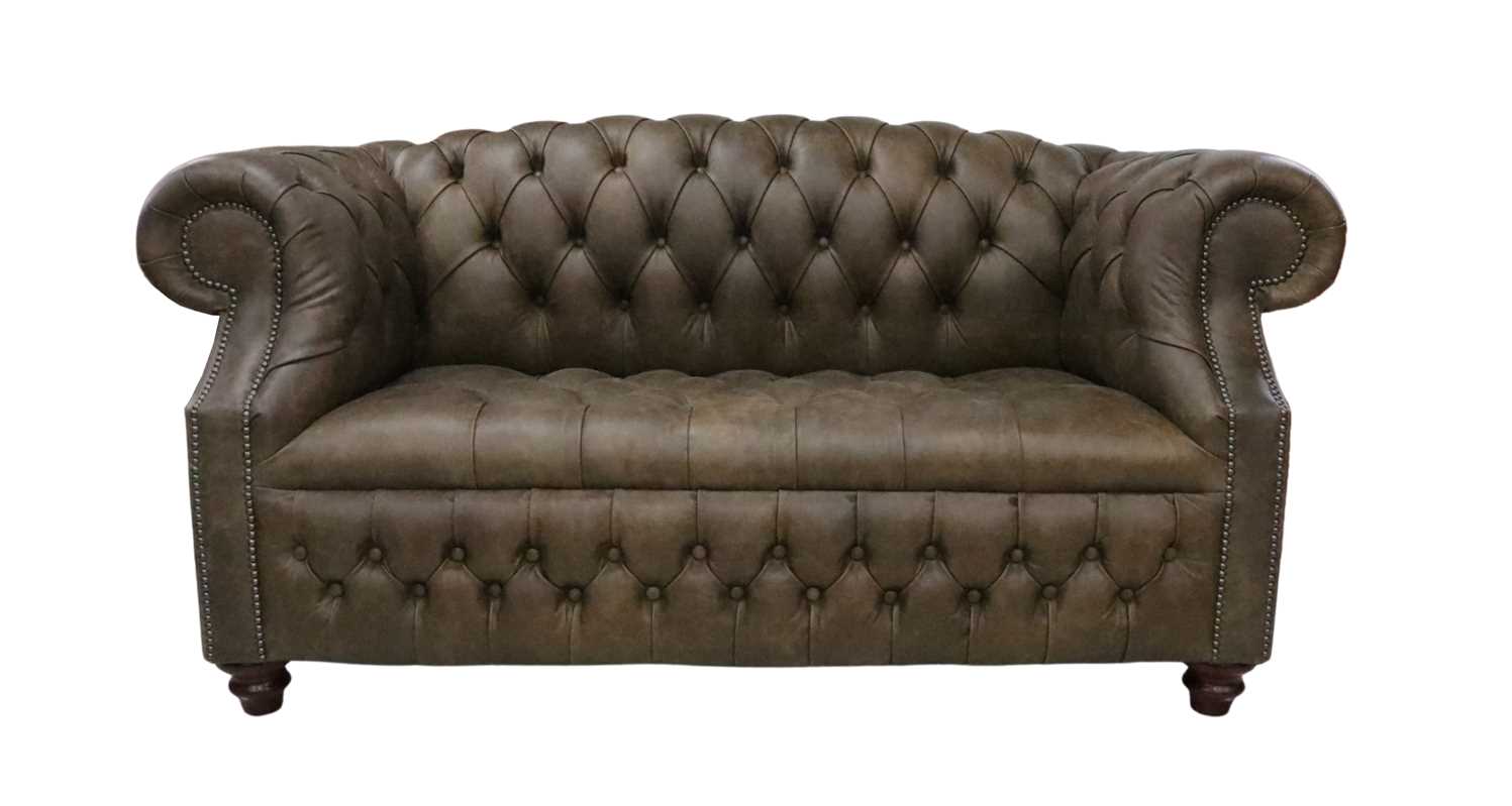 Product photograph of Chesterfield 2 Seater Buttoned Seat Sofa Cracked Wax Tobacco Leather In Buckingham Style from Chesterfield Sofas