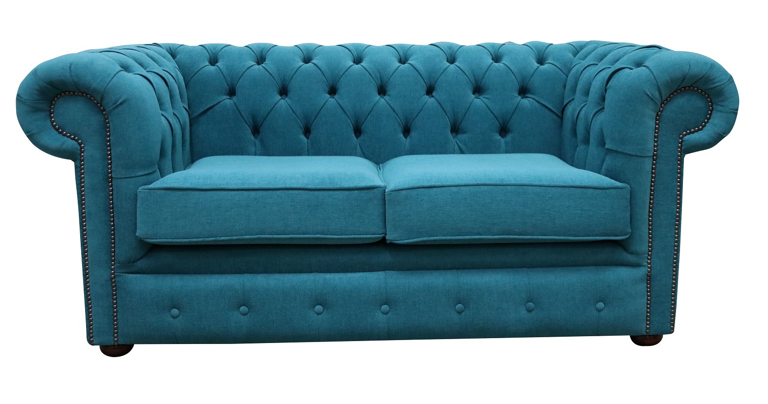 Product photograph of Chesterfield 2 Seater Cantare Teal Blue Fabric Easy Clean Sofa In Classic Style from Chesterfield Sofas