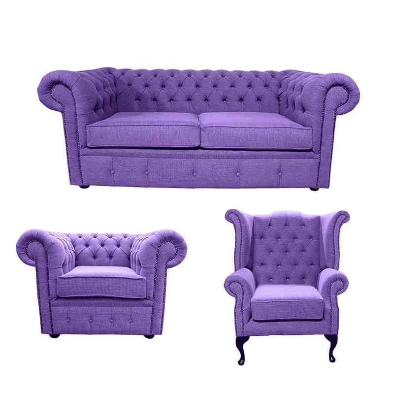 Product photograph of Chesterfield 2 Seater Club Chair Queen Anne Chair Verity Purple Fabric Sofa Suite from Chesterfield Sofas