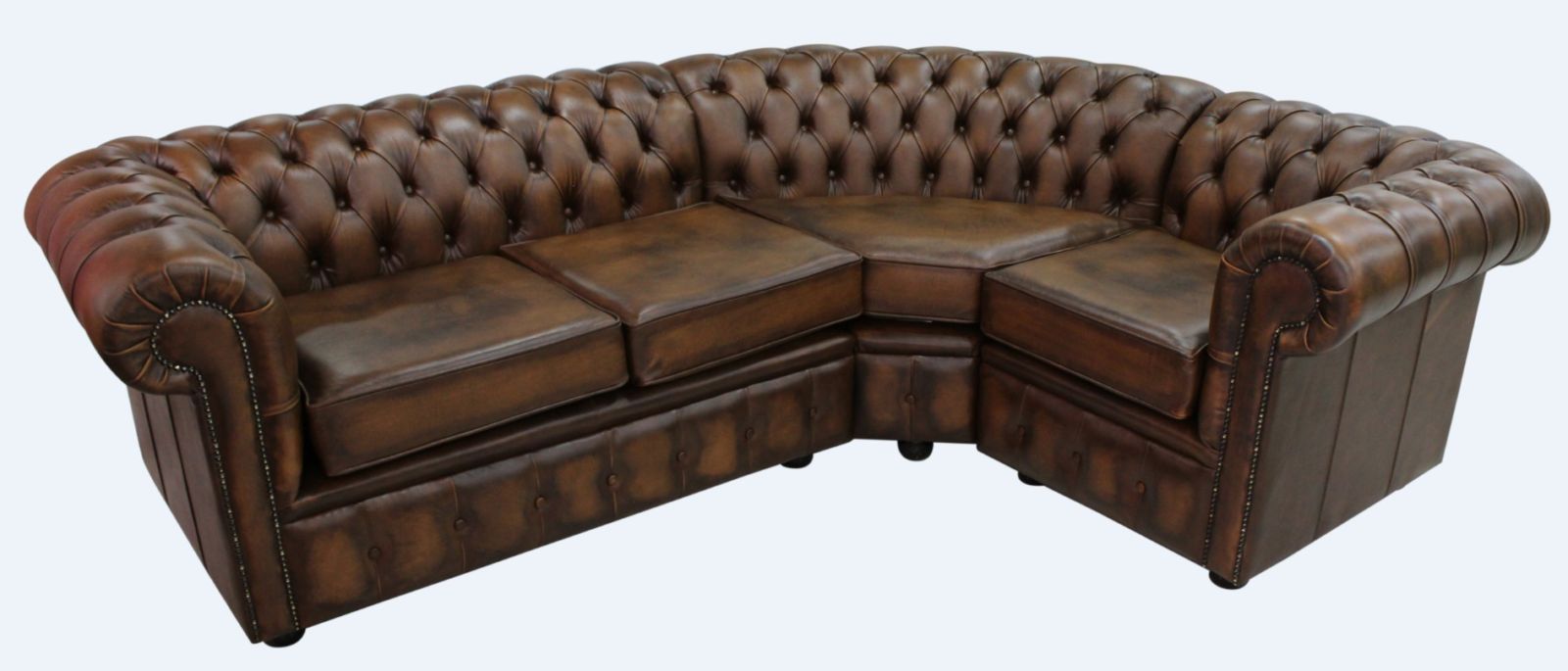 Product photograph of Chesterfield 2 Seater Corner 1 Seater Antique Tan Leather Corner Sofa In Classic Style from Chesterfield Sofas.