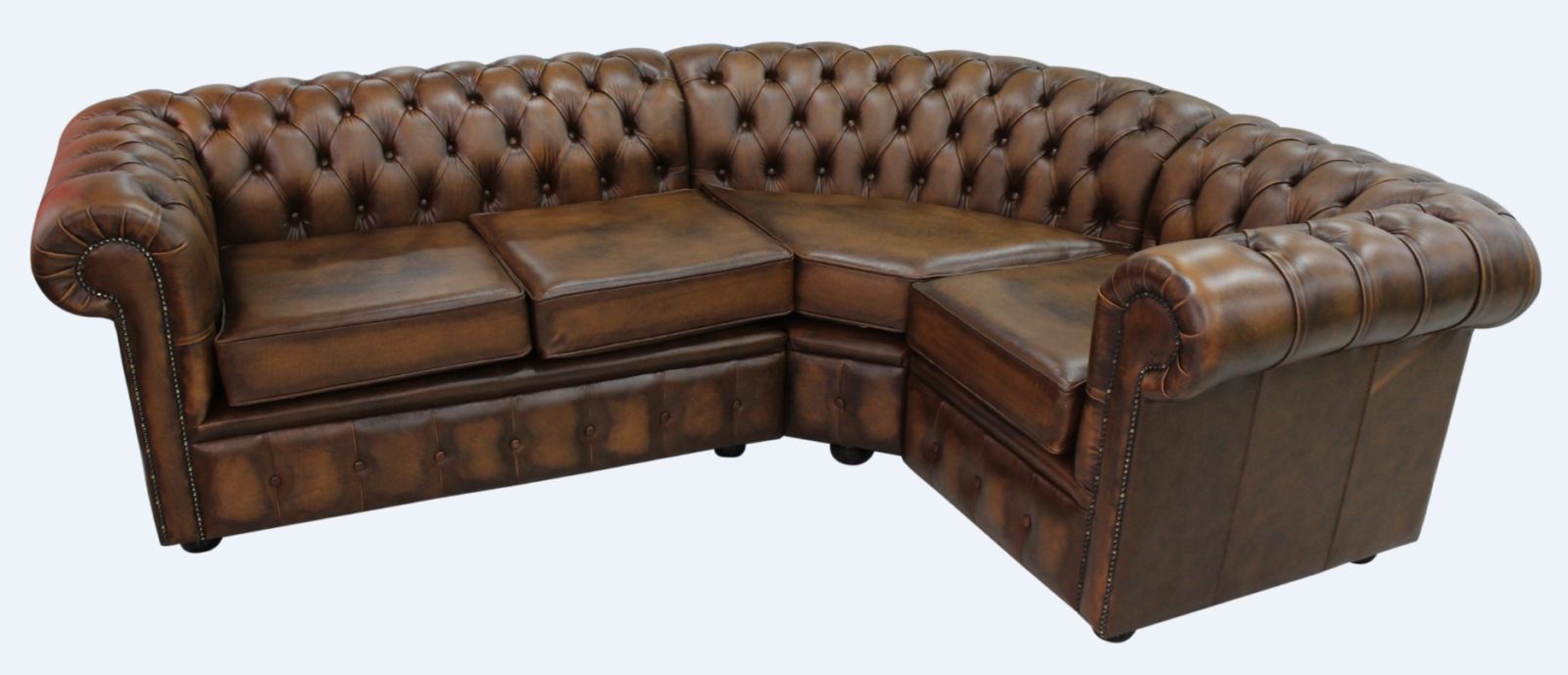 Product photograph of Chesterfield 2 Seater Corner 1 Seater Antique Tan Leather Corner Sofa In Classic Style from Chesterfield Sofas