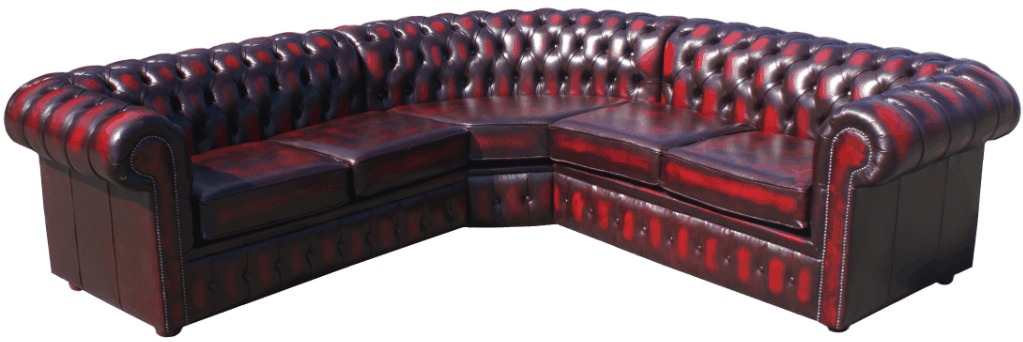 Product photograph of Chesterfield 2 Seater Corner 2 Seater Antique Oxblood Real Leather Corner Sofa In Classic Style from Chesterfield Sofas