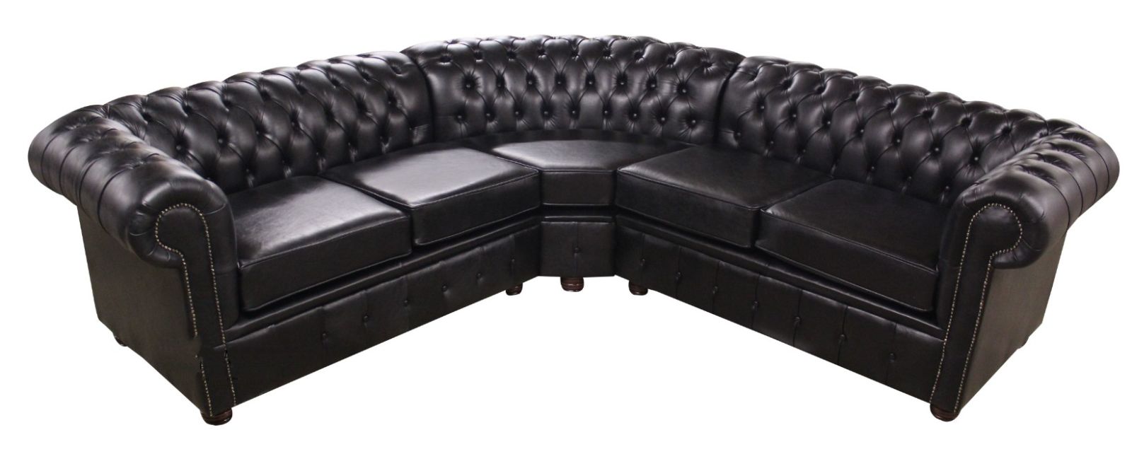 Product photograph of Chesterfield 2 Seater Corner 2 Seater Old English Black Leather Corner Sofa In Classic Style from Chesterfield Sofas
