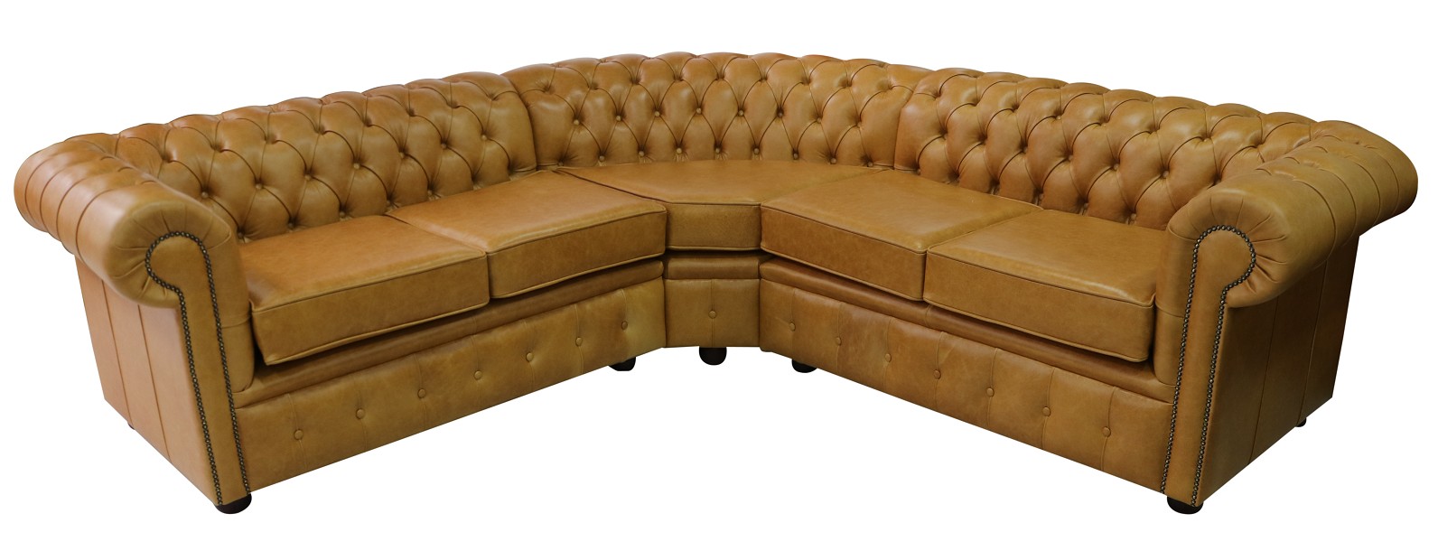 Product photograph of Chesterfield 2 Seater Corner 2 Seater Old English Buckskin Leather Cushioned Corner Sofa In Classic Style from Chesterfield Sofas