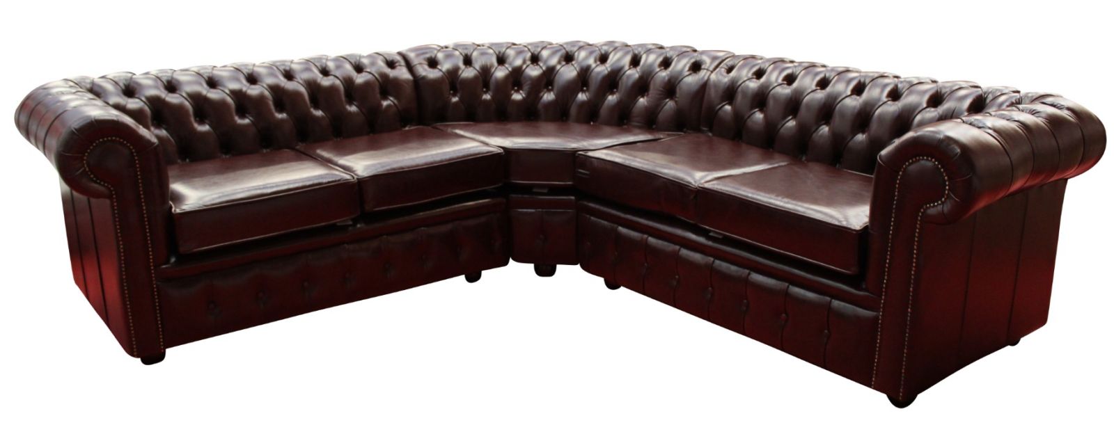 Product photograph of Chesterfield 2 Seater Corner 2 Seater Old English Red Brown Real Leather Corner Sofa In Classic Style from Chesterfield Sofas
