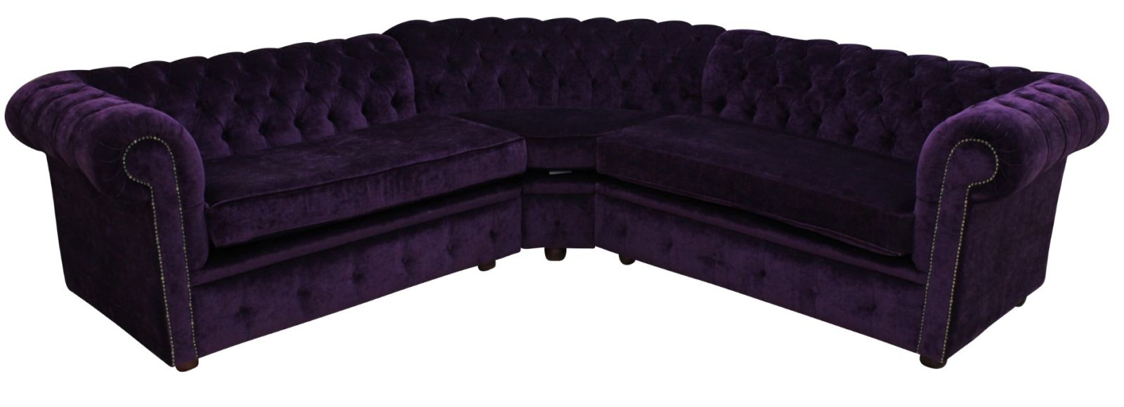 Product photograph of Chesterfield 2 Seater Corner 2 Seater Velluto Amethyst Purple Velvet Fabric Corner Sofa In Classic Style from Chesterfield Sofas