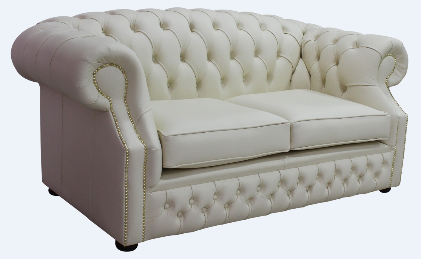 Product photograph of Chesterfield 2 Seater Cottonseed Cream Leather Sofa Bespoke In Buckingham Style from Chesterfield Sofas.