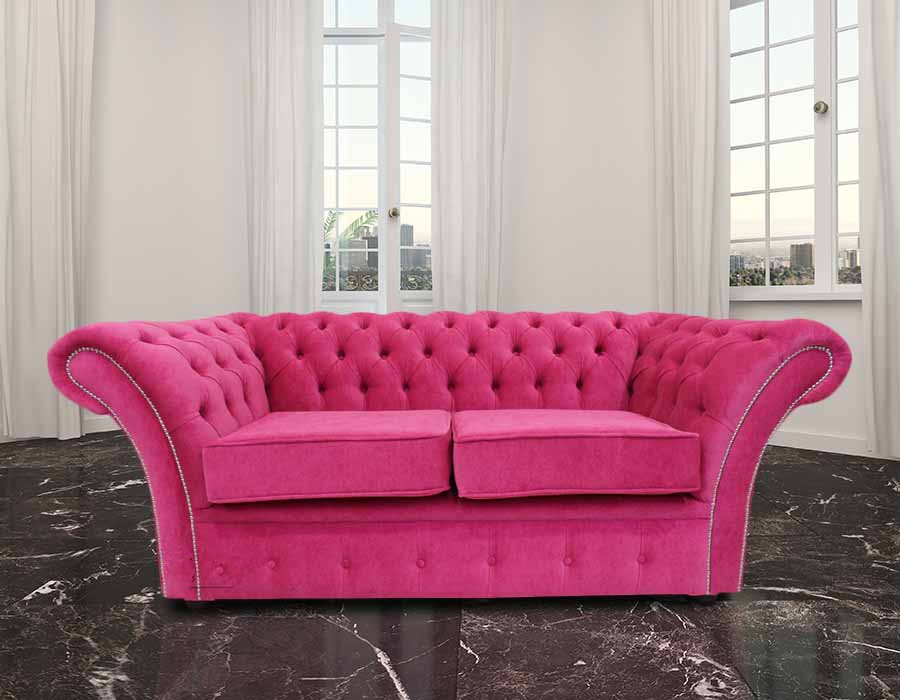 Product photograph of Chesterfield 2 Seater Danza Fuchsia Pink Fabric Sofa Settee In Balmoral Style from Chesterfield Sofas