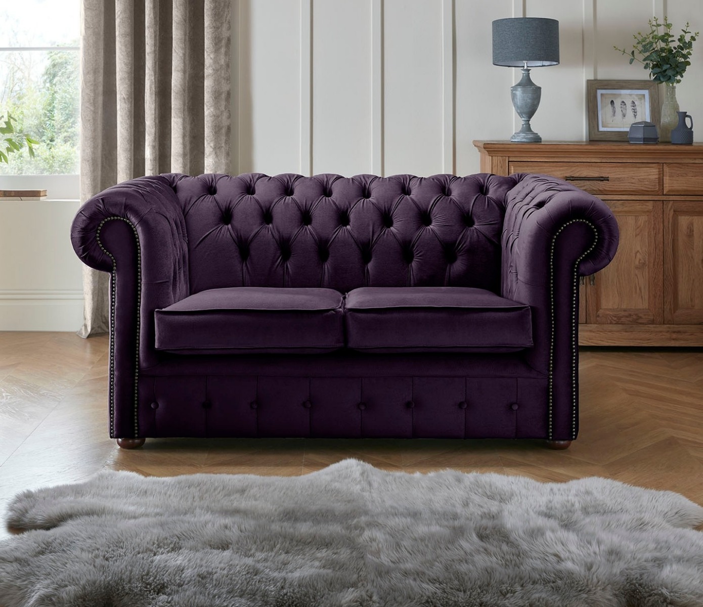 Product photograph of Chesterfield 2 Seater Fabric Malta Amethyst 03 Sofa from Chesterfield Sofas