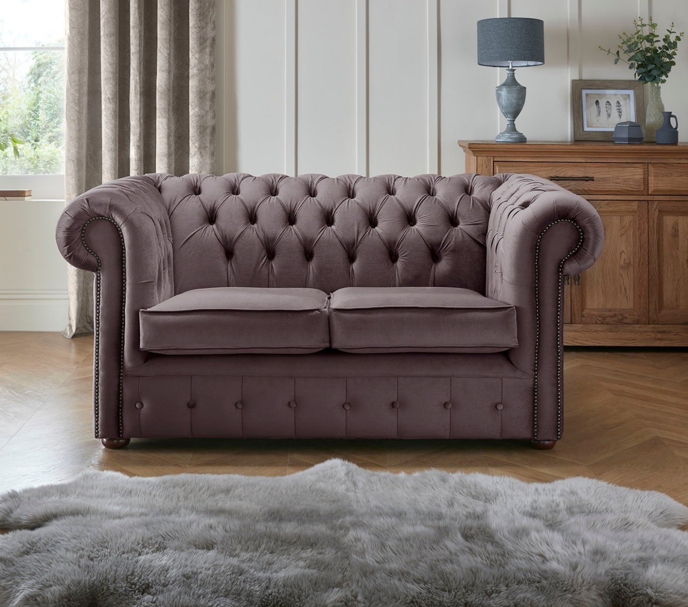 Product photograph of Chesterfield 2 Seater Fabric Malta Lavender 02 Sofa from Chesterfield Sofas