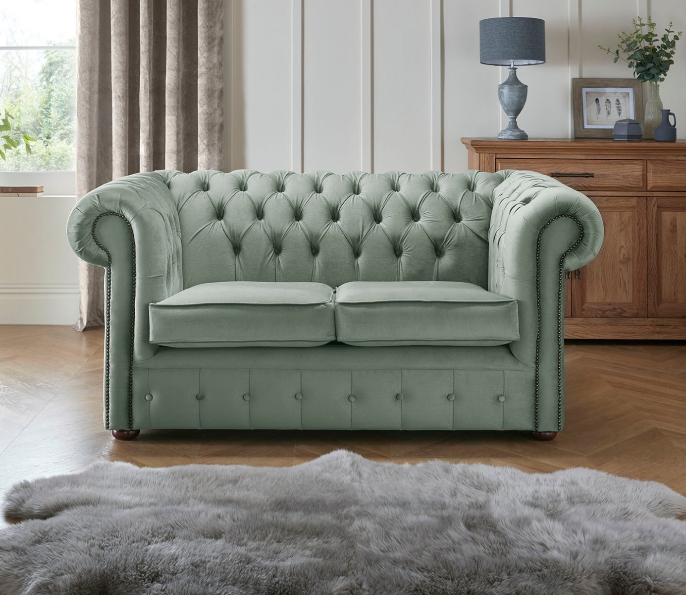 Product photograph of Chesterfield 2 Seater Fabric Malta Seaspray 11 Sofa from Chesterfield Sofas