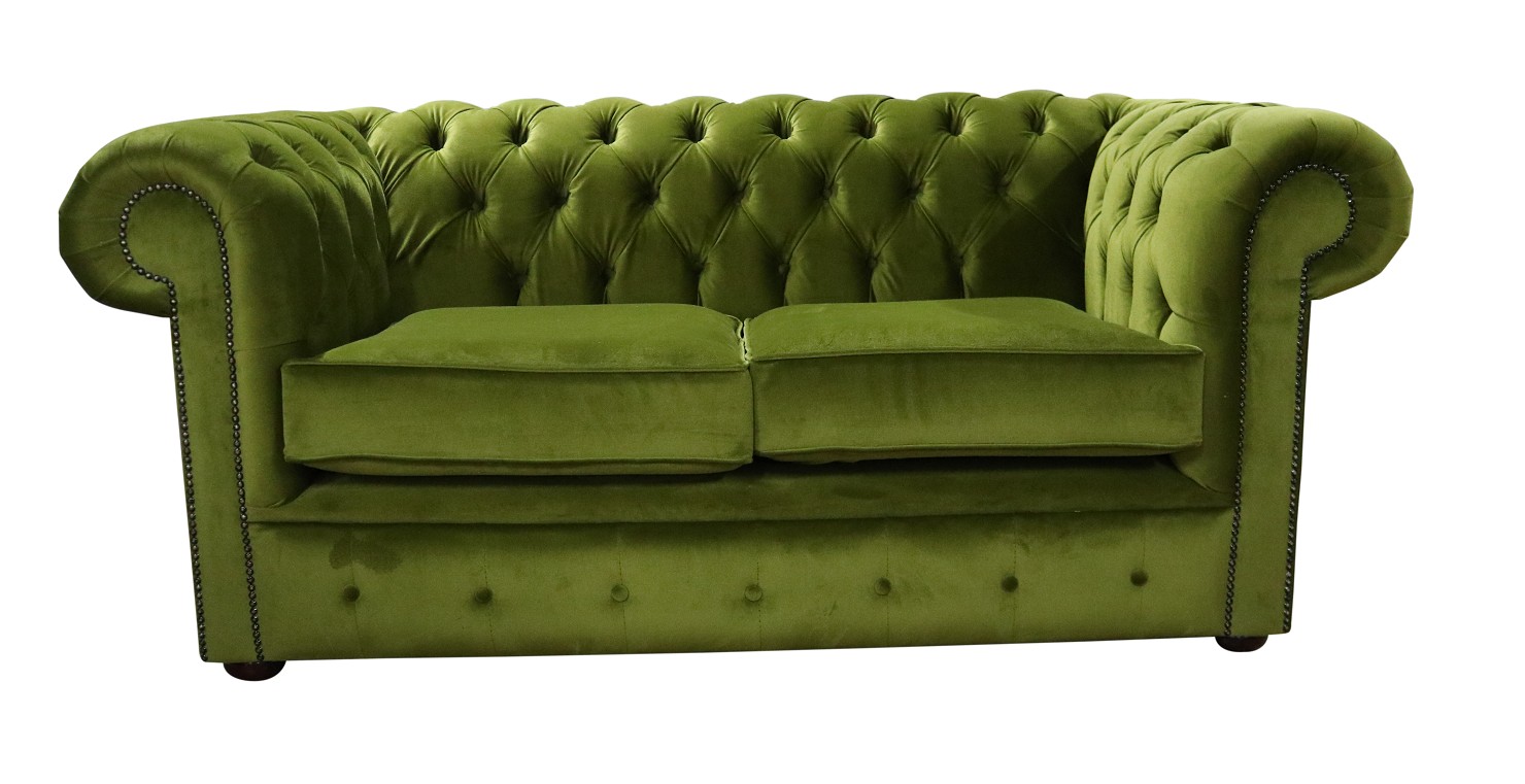 Product photograph of Chesterfield 2 Seater Malta Grass Green Velvet Sofa In Classic Style from Chesterfield Sofas