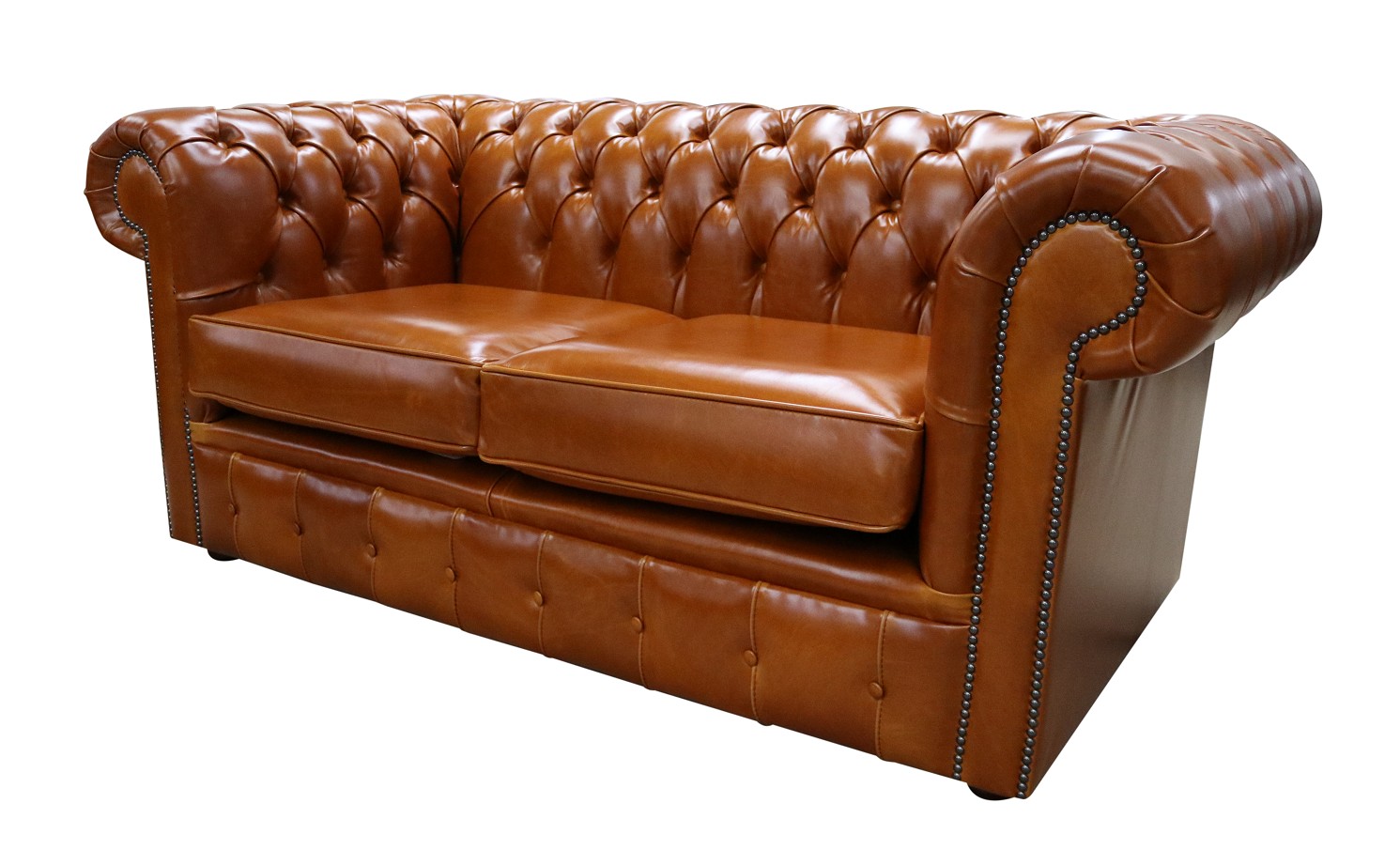 Product photograph of Chesterfield 2 Seater Newcastle Spice Tan Leather Sofa Bespoke In Classic Style from Chesterfield Sofas.