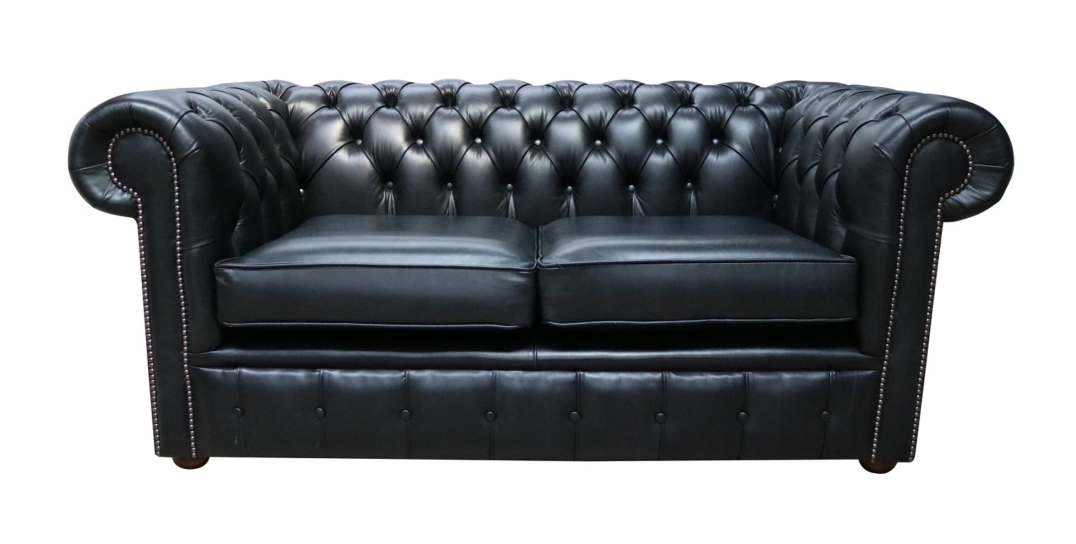 Product photograph of Chesterfield 2 Seater Old English Black Leather Sofa Settee Bespoke In Classic Style from Chesterfield Sofas