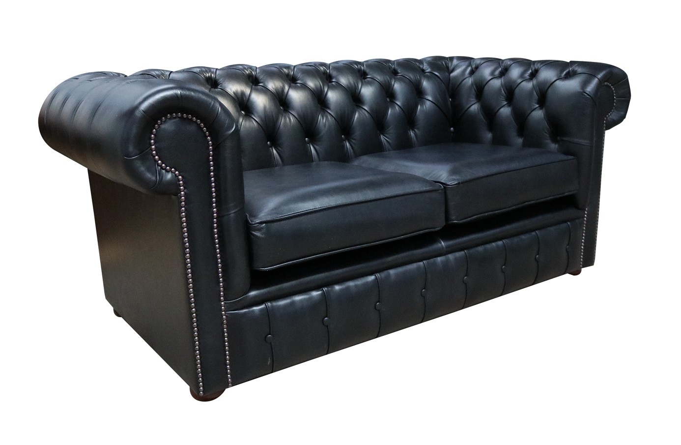 Product photograph of Chesterfield 2 Seater Old English Black Leather Sofa Settee Bespoke In Classic Style from Chesterfield Sofas.
