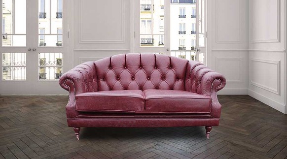 Product photograph of Chesterfield 2 Seater Old English Burgandy Leather Sofa Settee Bespoke In Victoria Style from Chesterfield Sofas