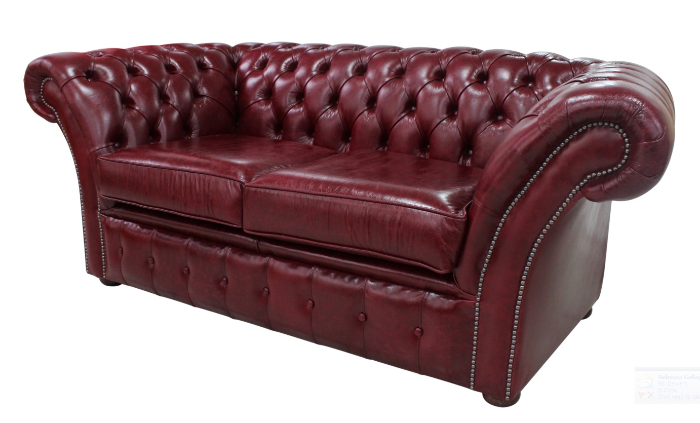 Product photograph of Chesterfield 2 Seater Old English Burgandy Leather Sofa Settee In Balmoral Style from Chesterfield Sofas.
