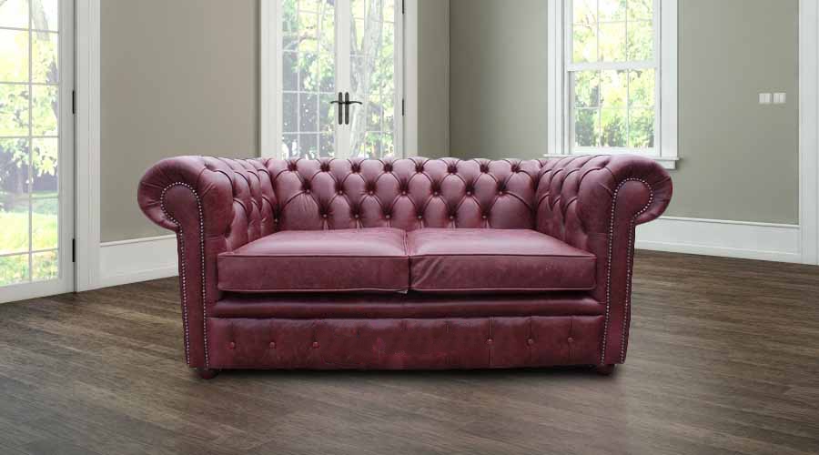 Product photograph of Chesterfield 2 Seater Old English Burgandy Leather Sofa Settee Bespoke In Classic Style from Chesterfield Sofas
