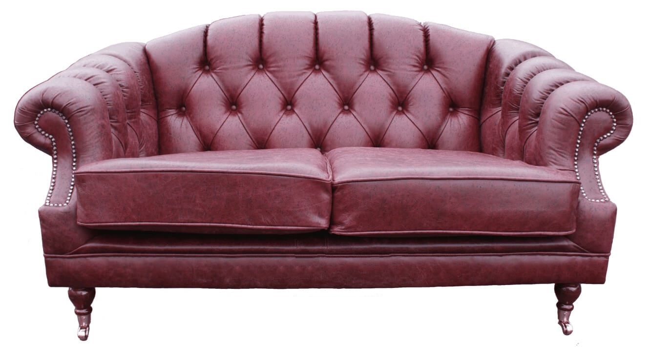 Product photograph of Chesterfield 2 Seater Old English Burgandy Leather Sofa Settee Bespoke In Victoria Style from Chesterfield Sofas.