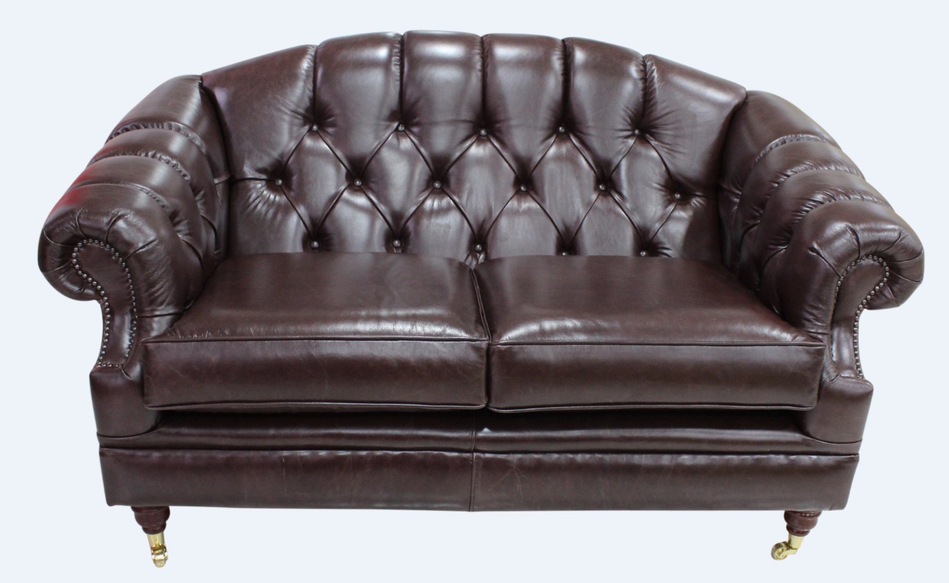 Product photograph of Chesterfield 2 Seater Old English Dark Brown Leather Sofa Settee Bespoke In Victoria Style from Chesterfield Sofas