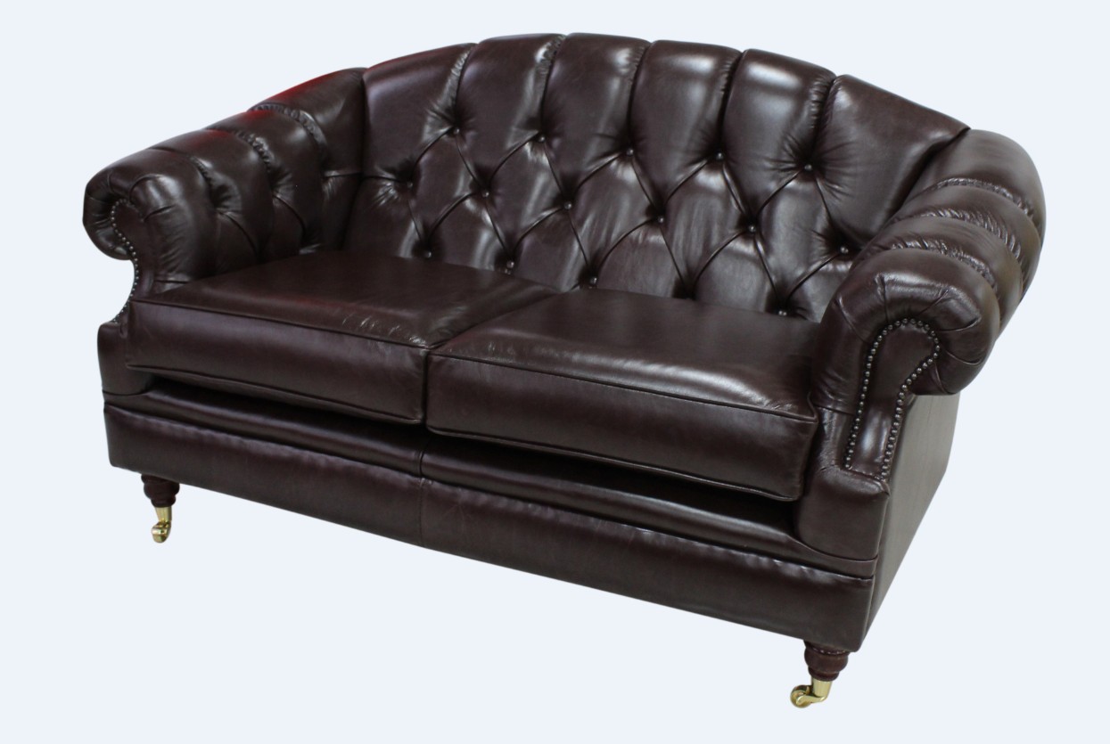 Product photograph of Chesterfield 2 Seater Old English Dark Brown Leather Sofa Settee Bespoke In Victoria Style from Chesterfield Sofas.