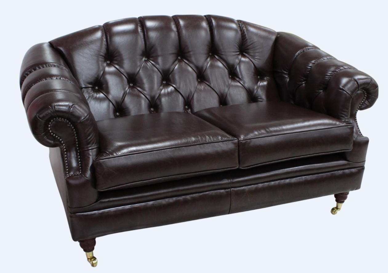 Product photograph of Chesterfield 2 Seater Old English Dark Brown Leather Sofa Settee Bespoke In Victoria Style from Chesterfield Sofas.