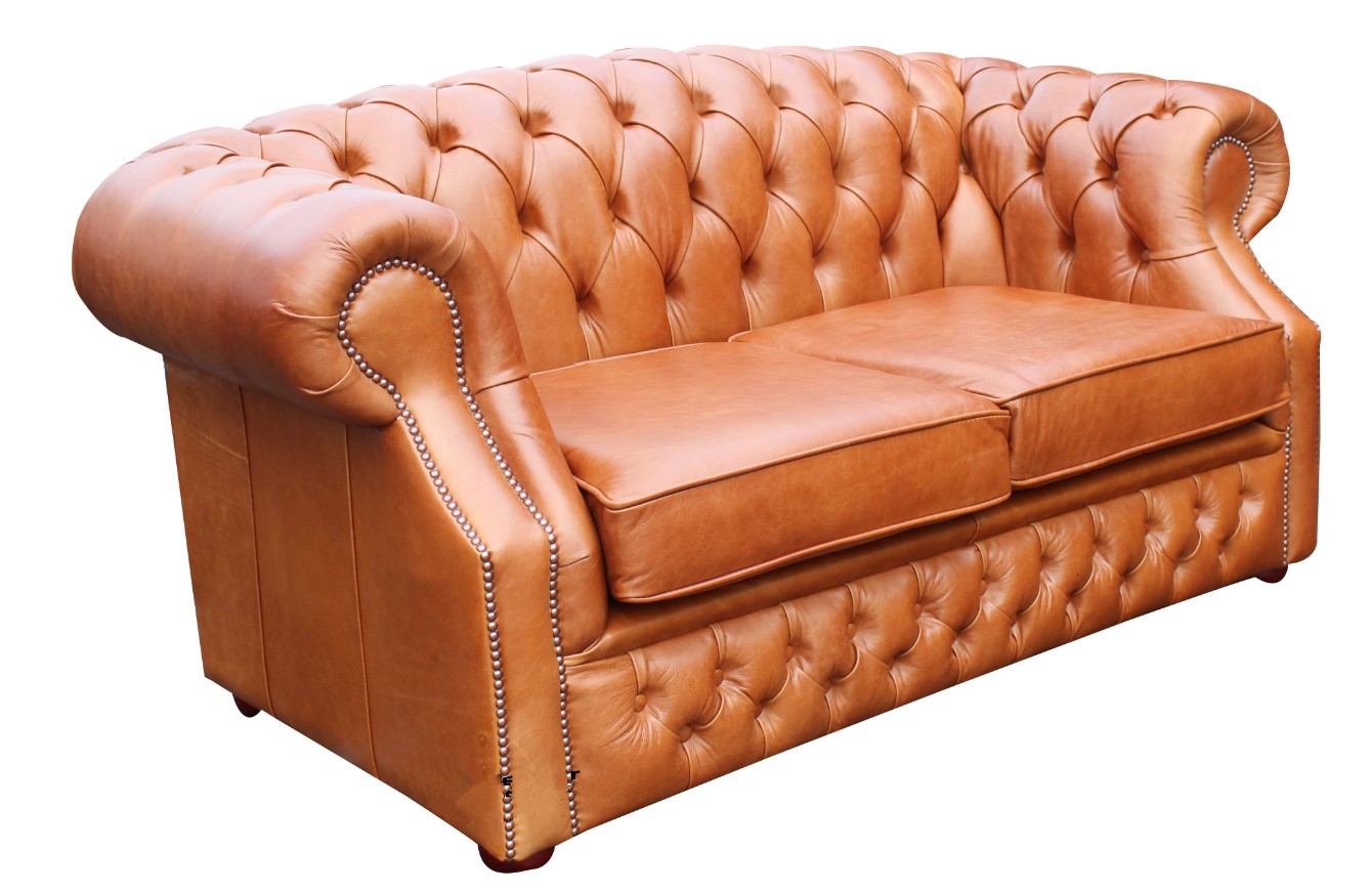 Product photograph of Chesterfield 2 Seater Old English Tan Leather Sofa Bespoke In Buckingham Style from Chesterfield Sofas.