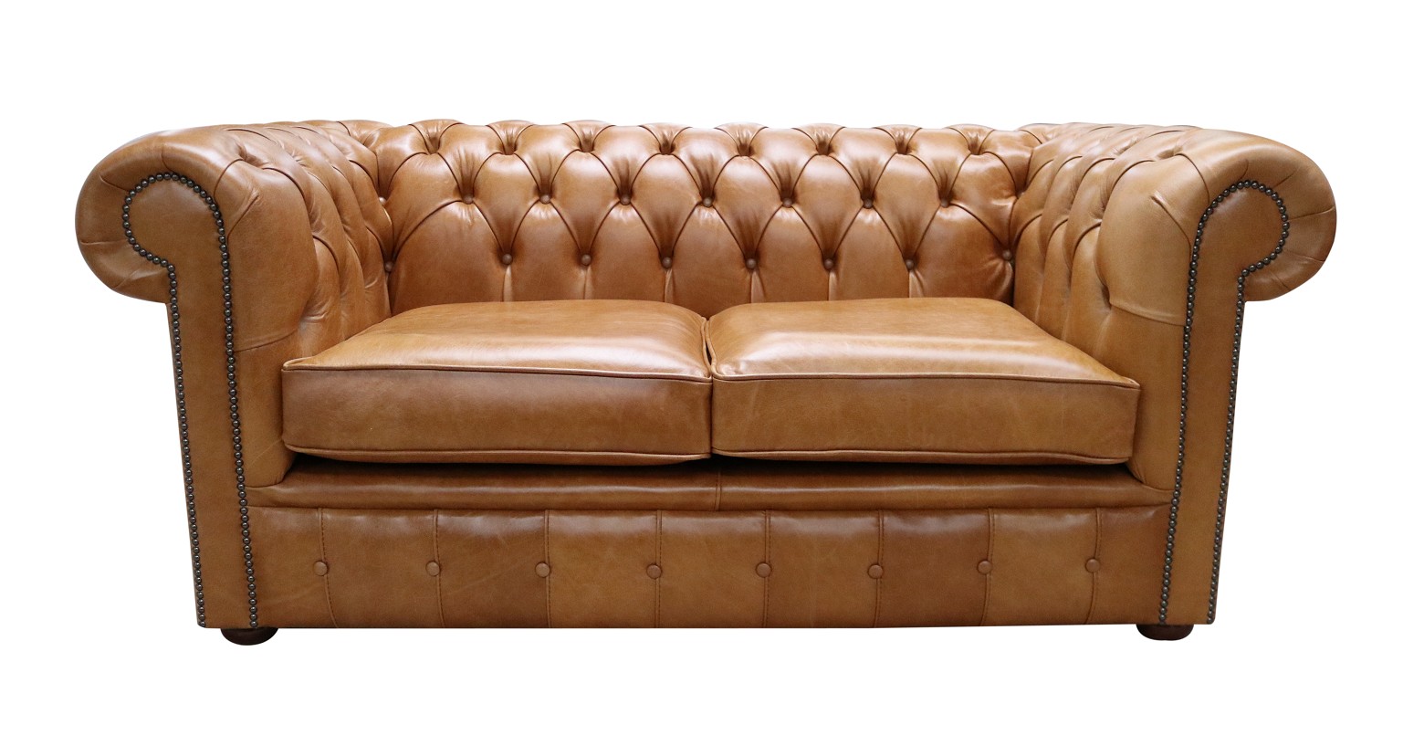 Product photograph of Chesterfield 2 Seater Old English Tan Real Leather Sofa Bespoke In Classic Style from Chesterfield Sofas