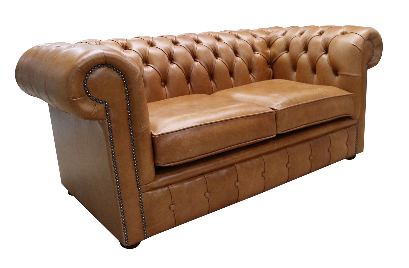 Product photograph of Chesterfield 2 Seater Old English Tan Real Leather Sofa Bespoke In Classic Style from Chesterfield Sofas.