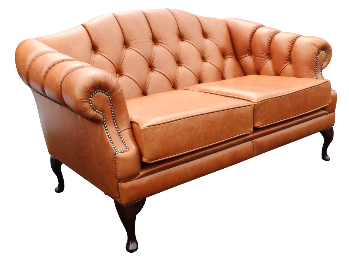 Product photograph of Chesterfield 2 Seater Old English Tan Leather Sofa Settee Custom Made In Victoria Style from Chesterfield Sofas.