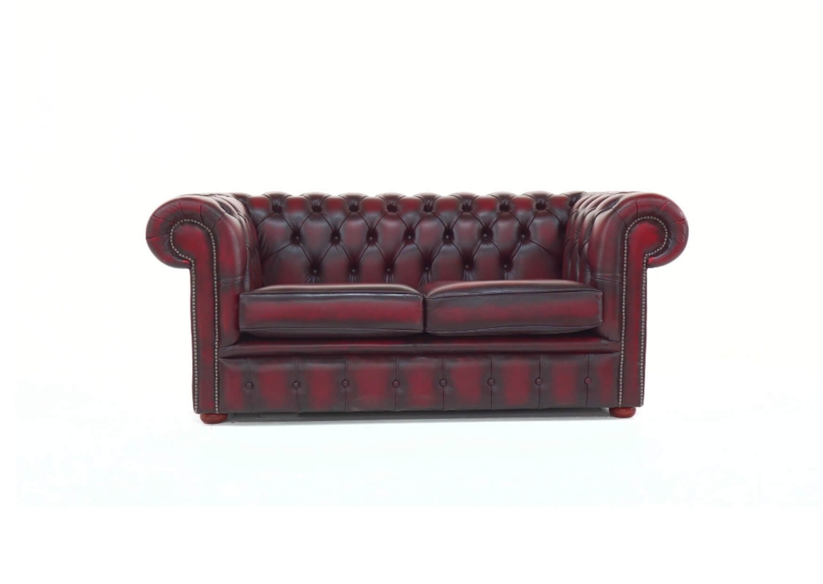 Product photograph of Chesterfield 2 Seater Antique Oxblood Real Leather Tufted Buttoned Sofa Settee In Classic Style from Chesterfield Sofas.