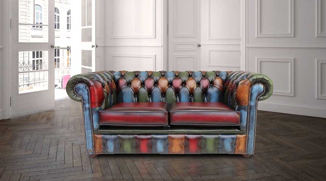 Product photograph of Chesterfield 2 Seater Patchwork Antique Leather Sofa Settee Bespoke In Classic Style from Chesterfield Sofas