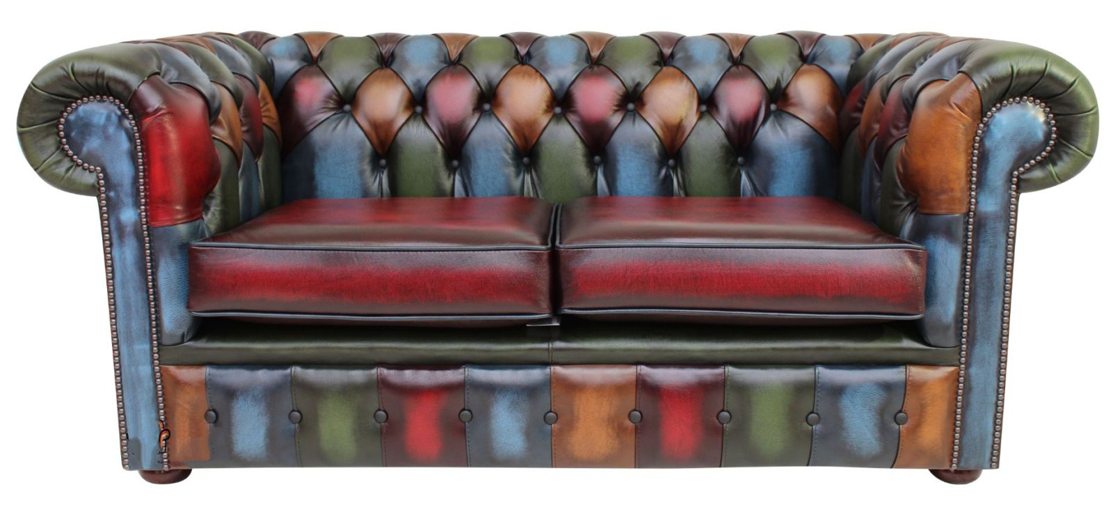 Product photograph of Chesterfield 2 Seater Patchwork Antique Leather Sofa Settee Bespoke In Classic Style from Chesterfield Sofas.