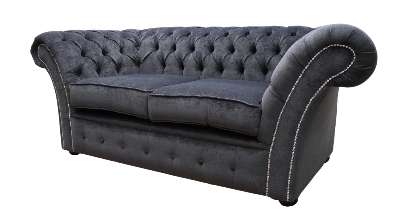 Product photograph of Chesterfield 2 Seater Pimlico Carbon Grey Fabric Sofa Settee Bespoke In Balmoral Style from Chesterfield Sofas.