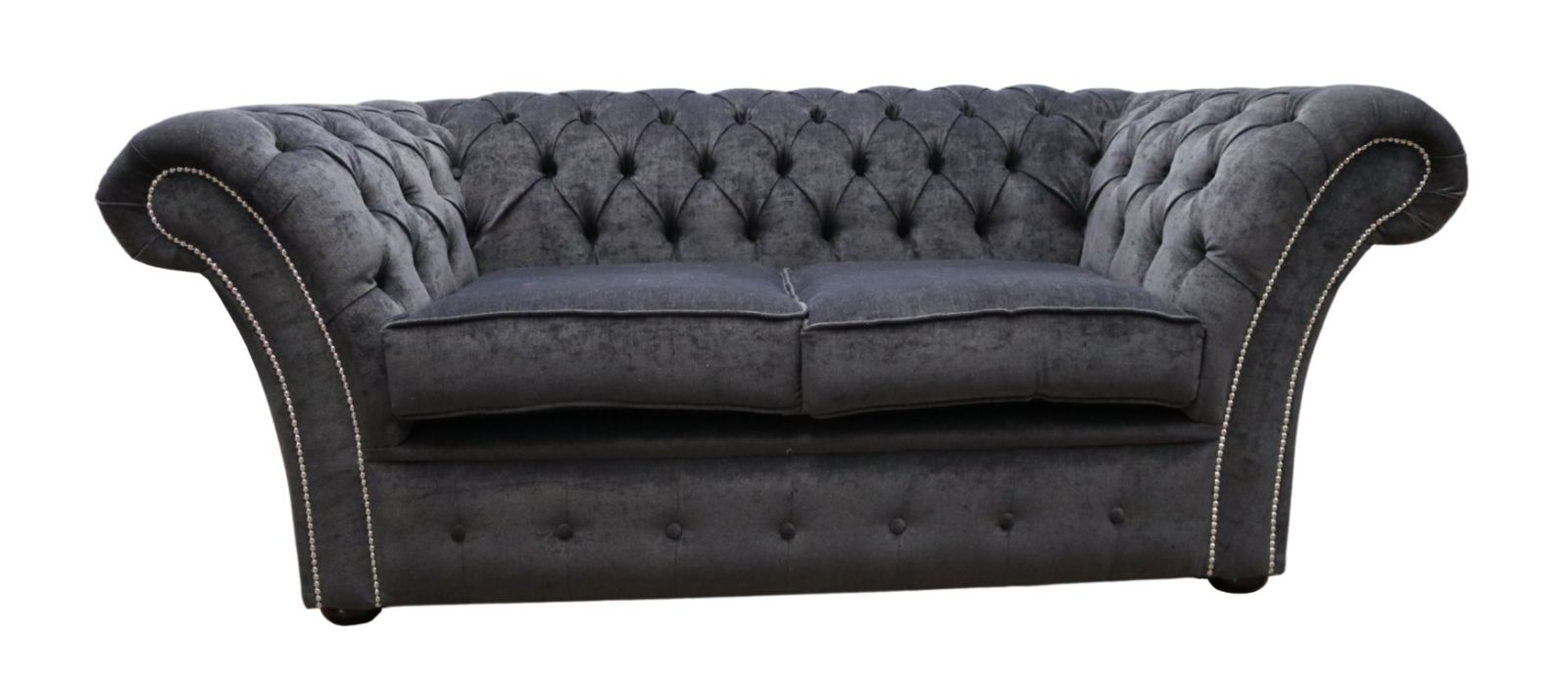 Product photograph of Chesterfield 2 Seater Pimlico Carbon Grey Fabric Sofa Settee Bespoke In Balmoral Style from Chesterfield Sofas