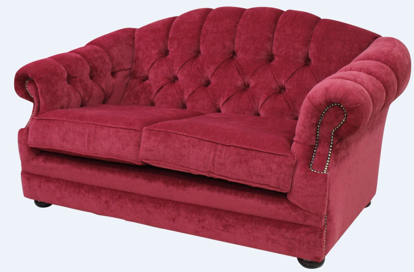 Product photograph of Chesterfield 2 Seater Pimlico Wine Fabric Sofa Bespoke In Victoria Style from Chesterfield Sofas.