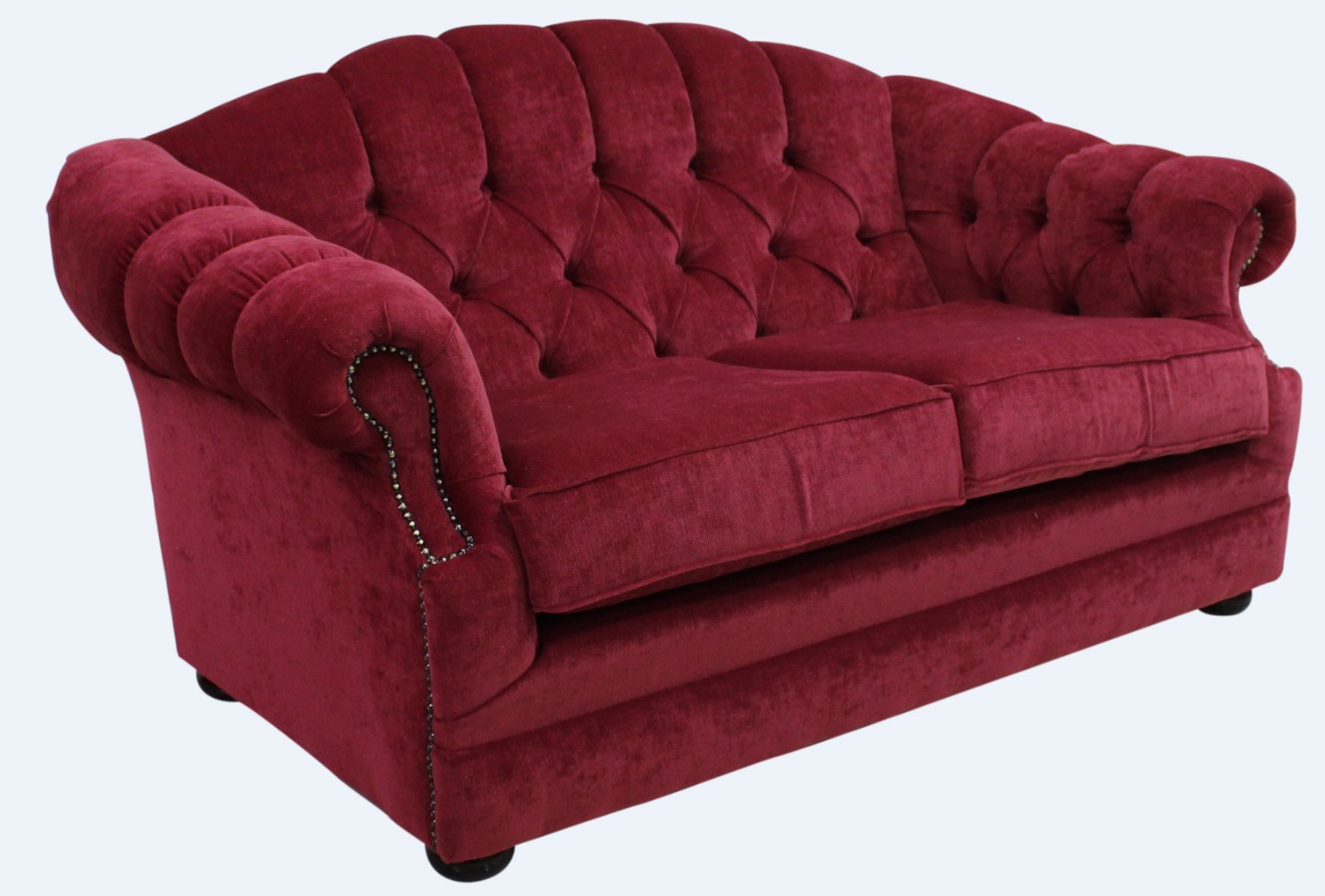 Product photograph of Chesterfield 2 Seater Pimlico Wine Fabric Sofa Bespoke In Victoria Style from Chesterfield Sofas.