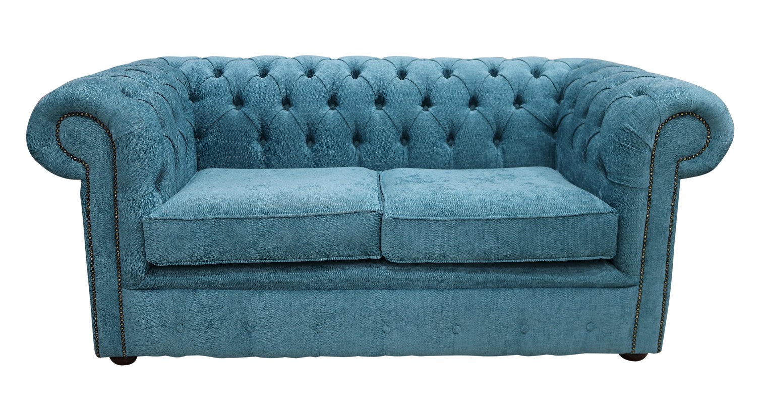Product photograph of Chesterfield 2 Seater Scenario Kingfisher Blue Fabric Sofa Settee In Classic Style from Chesterfield Sofas