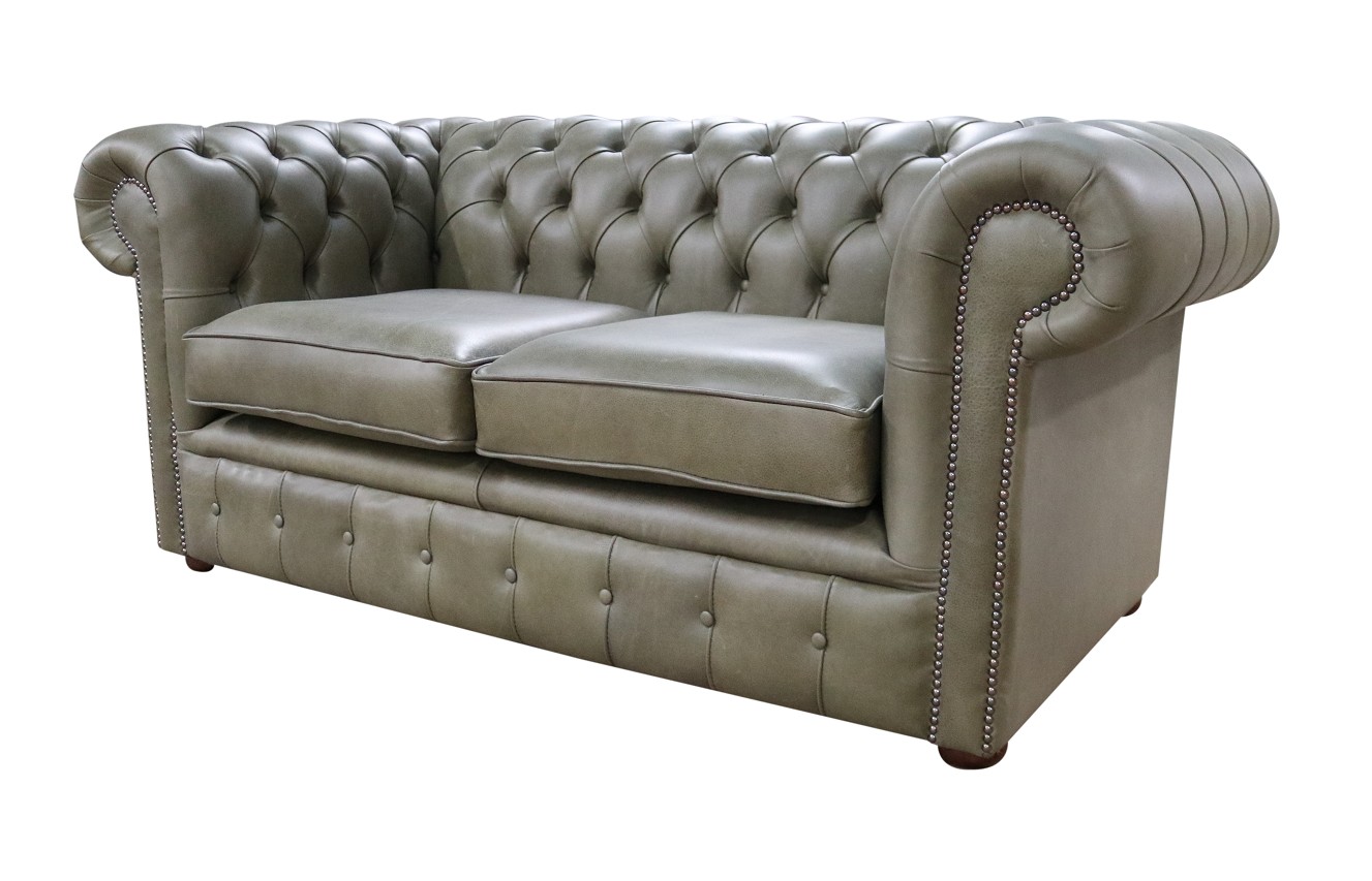 Product photograph of Chesterfield 2 Seater Selvaggio Sage Green Real Leather Sofa Settee In Classic Style from Chesterfield Sofas.