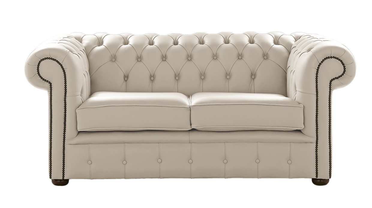 Product photograph of Chesterfield 2 Seater Shelly Beige Leather Sofa Settee Bespoke In Classic Style from Chesterfield Sofas