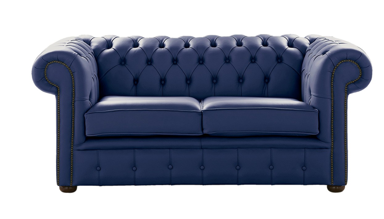 Product photograph of Chesterfield 2 Seater Shelly Billberry Blue Leather Sofa Settee Bespoke In Classic Style from Chesterfield Sofas