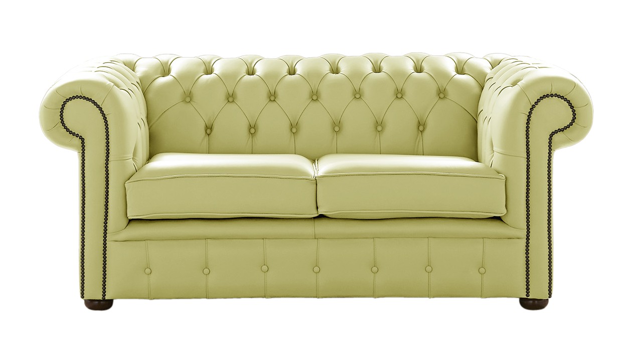 Product photograph of Chesterfield 2 Seater Shelly Chartreuse Leather Sofa Settee Bespoke In Classic Style from Chesterfield Sofas