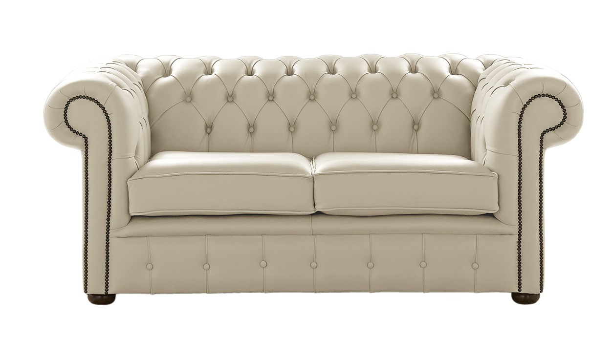 Product photograph of Chesterfield 2 Seater Shelly Cream Leather Sofa Settee Bespoke In Classic Style from Chesterfield Sofas