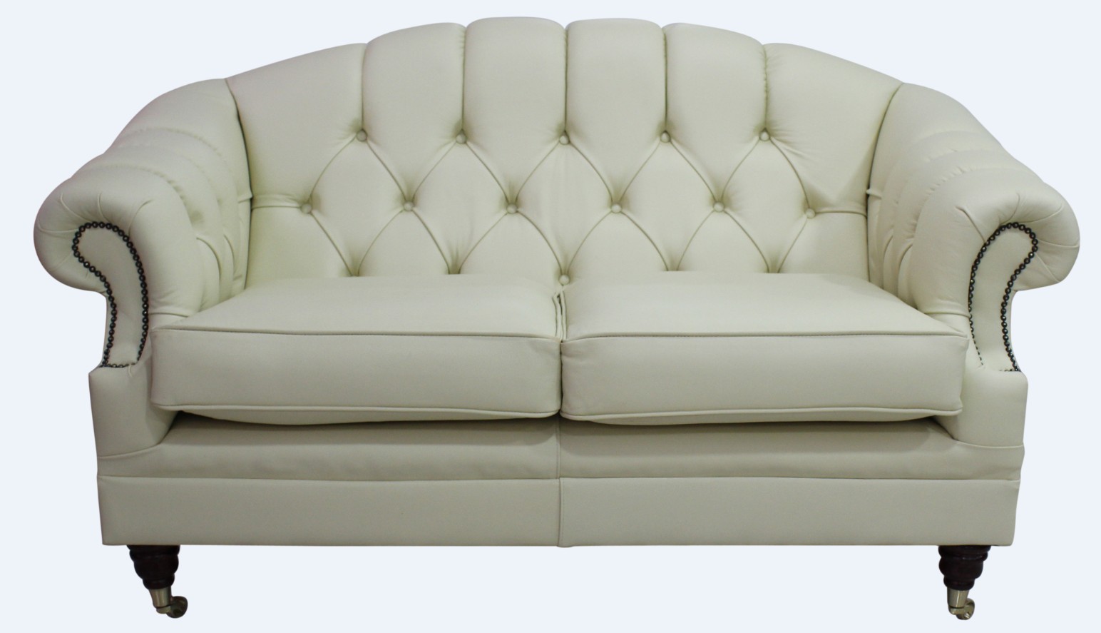 Product photograph of Chesterfield 2 Seater Shelly Cream Leather Sofa Settee In Victoria Style from Chesterfield Sofas