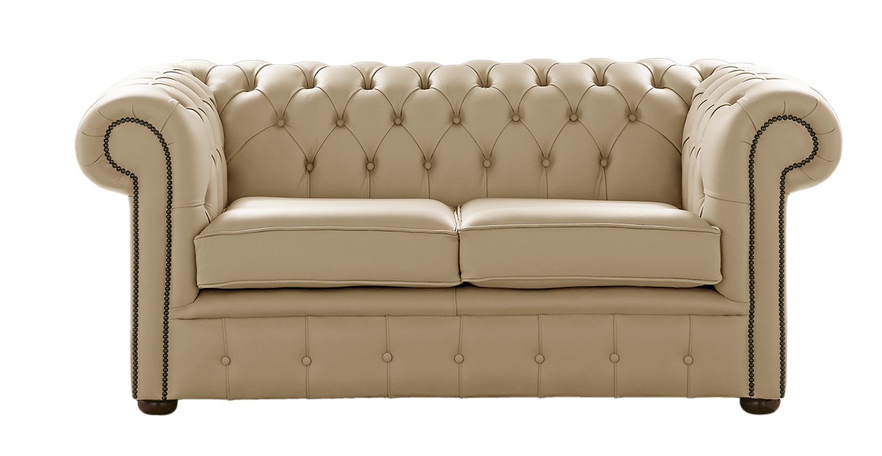Product photograph of Chesterfield 2 Seater Shelly Dark Beige Leather Sofa Settee Bespoke In Classic Style from Chesterfield Sofas