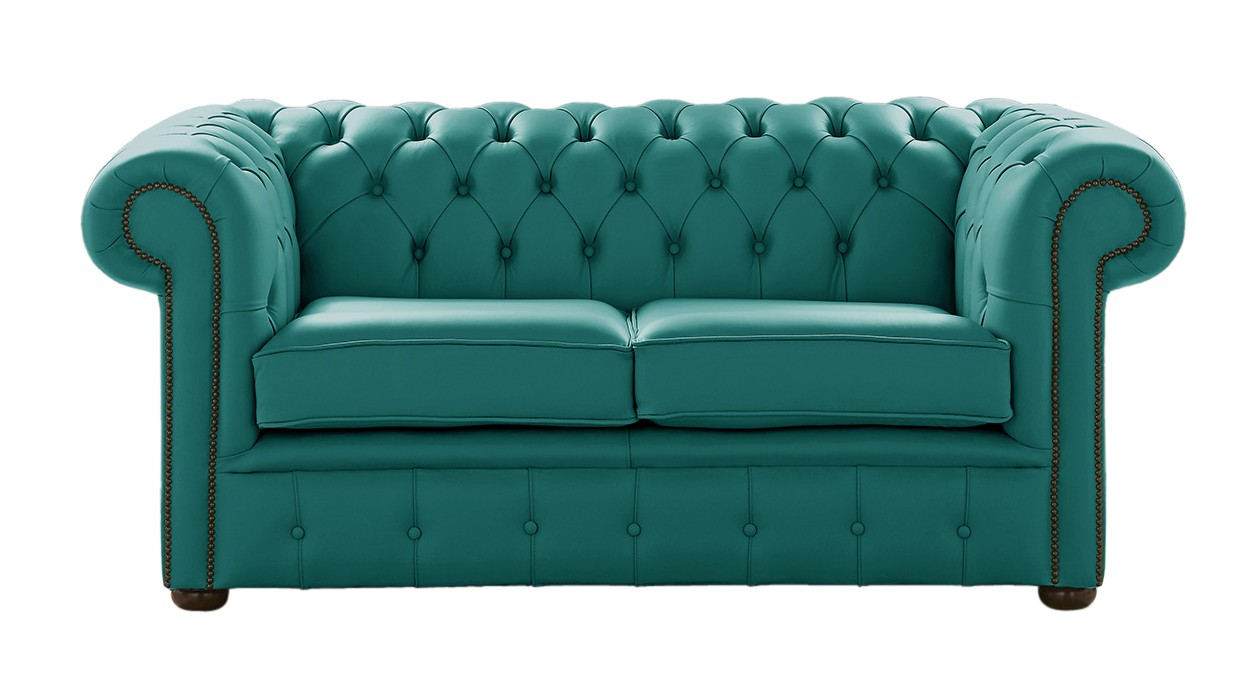 Product photograph of Chesterfield 2 Seater Shelly Dark Teal Leather Sofa Settee Bespoke In Classic Style from Chesterfield Sofas