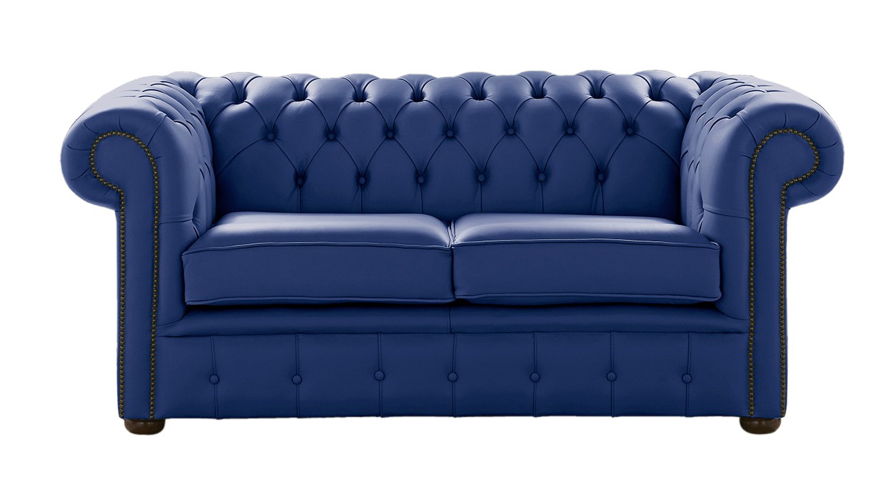 Product photograph of Chesterfield 2 Seater Shelly Deep Ultramarine Blue Real Leather Sofa Settee Bespoke In Classic Style from Chesterfield Sofas